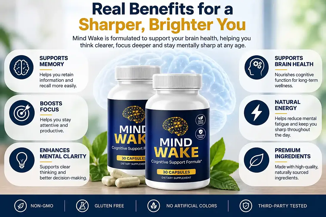MindWake manufacturer benefits graphic listing
memory, focus, mental clarity, brain health, natural energy and premium ingredients