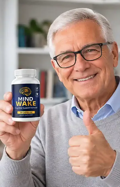 A MindWake bottle held in hand
