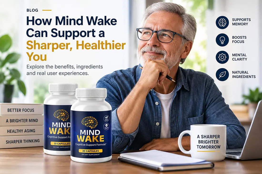 MindWake bottles on a desk